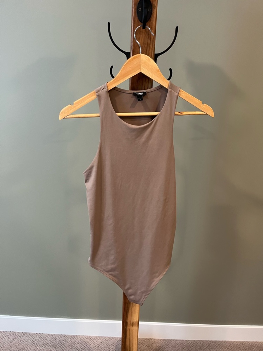 Express Taupe Sleeveless Bodysuit - Neutral Tank